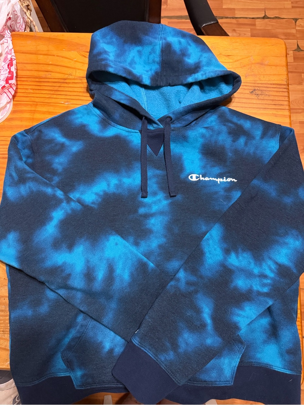 Champion Men’s Blue Tie-Dye Crewneck Hoodie